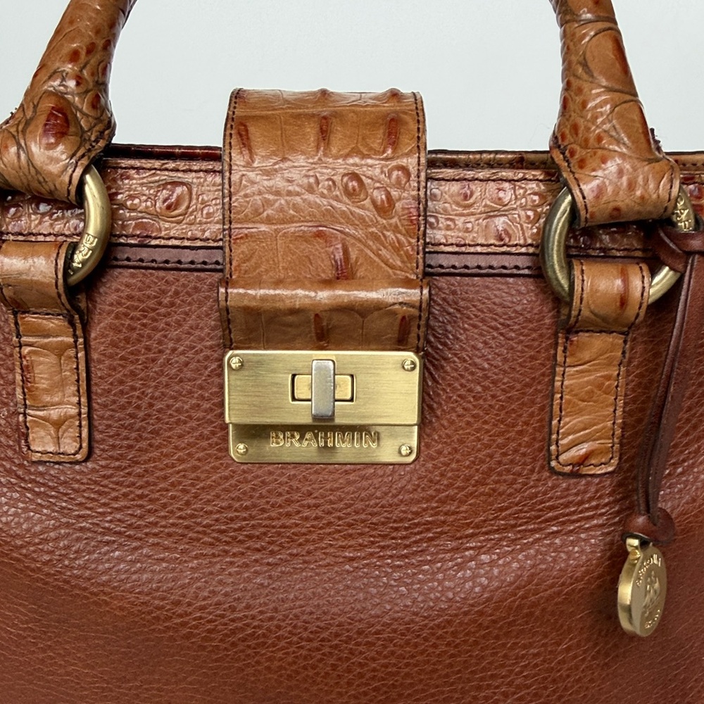 Brahmin Brown Crocodile-Embossed Handbag - Picture 2 of 15